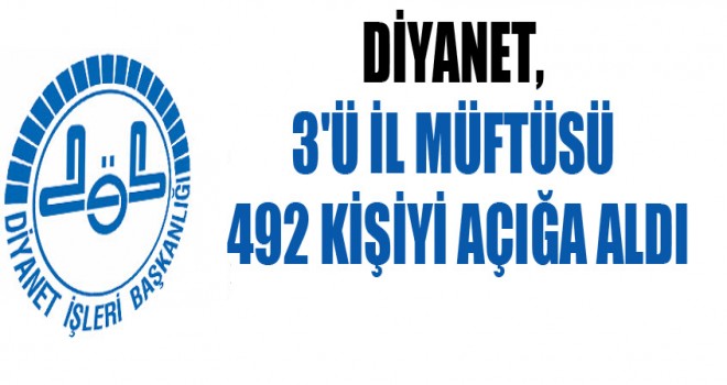 Diyanet, 3'ü il müftüsü 492 kişiyi açığa aldı