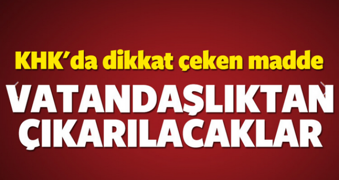 Yeni KHK'larda dikkat çeken madde! Vatandaşlıktan çıkarılacaklar.