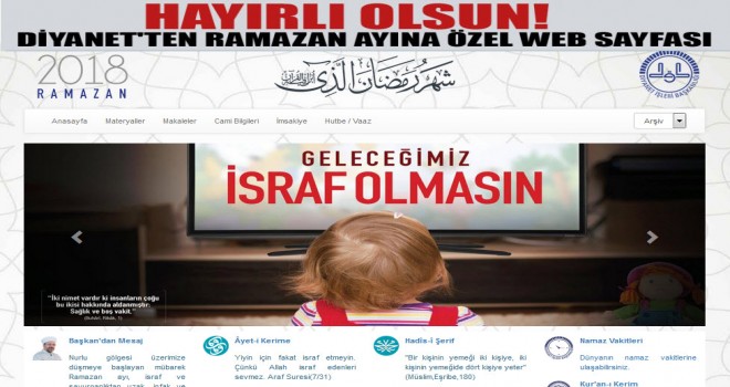 Diyanet, Ramazan Ayına Özel Web Sayfası yayınladı