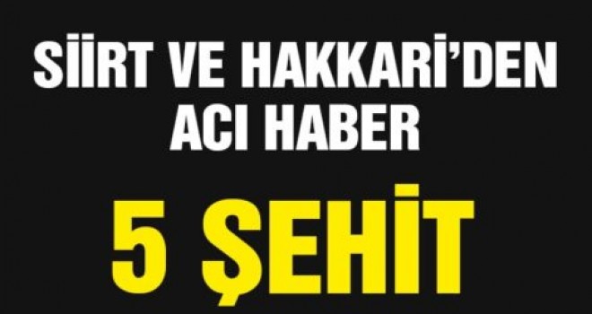 PKK Hakkari ve Siirt'te,5 şehit