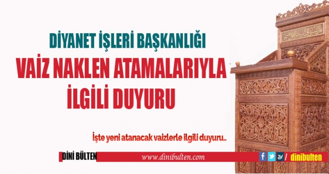 Vaiz Naklen Atamalarıyla İlgili duyuru