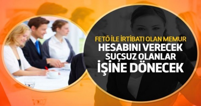 Suçsuz Olan Memur Görevinin İade Edilecek