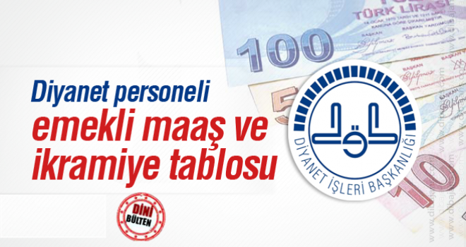 2016 Diyanet Personeli emekli maaş ve ikramiyesi