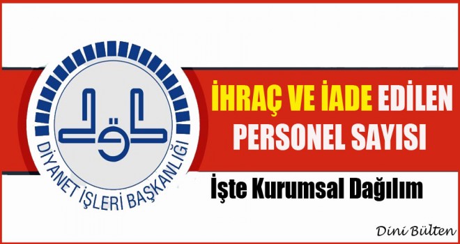 Diyanet’te Toplam ihraç ve iade edilen personeli sayısı