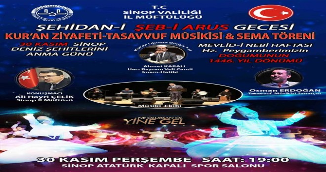 Sinop'ta Bir İlk defa Şeb-i Arüs Gecesi Düzenlenecek.