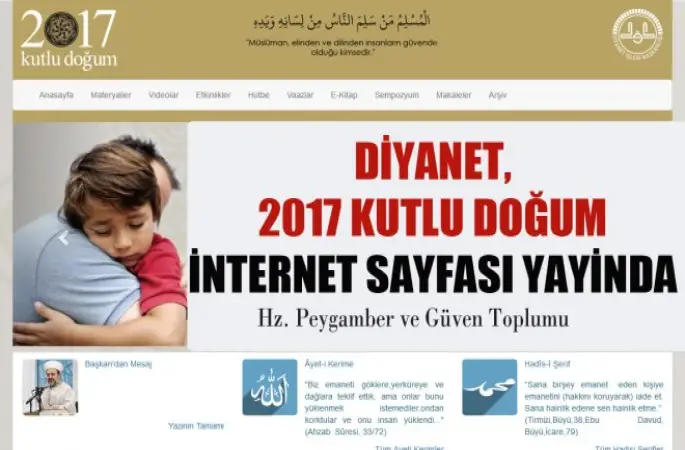 Diyanet,2017 Kutlu Doğum İnternet sayfası Yayinda