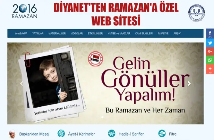 Diyanet'ten 2016 Yılı Ramazan'a özel web sitesi
