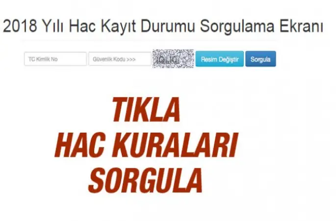 2018 Hac Sorgulama ekranı
