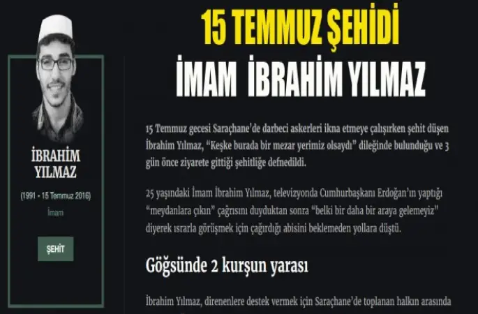 15 Temmuz Şehidi İmam İbrahim Yılmaz