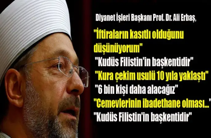 Erbaş, Tvnet'te Gündeme İlişkin Değerlendirmede Bulundu