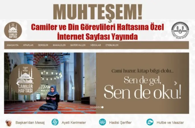 2017 Camiler ve Din Görevlileri Haftasına Özel İnternet Sayfası Yayında