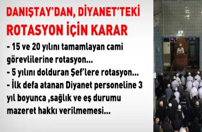 Diyanet'teki Rotasyona Danıştay kararı