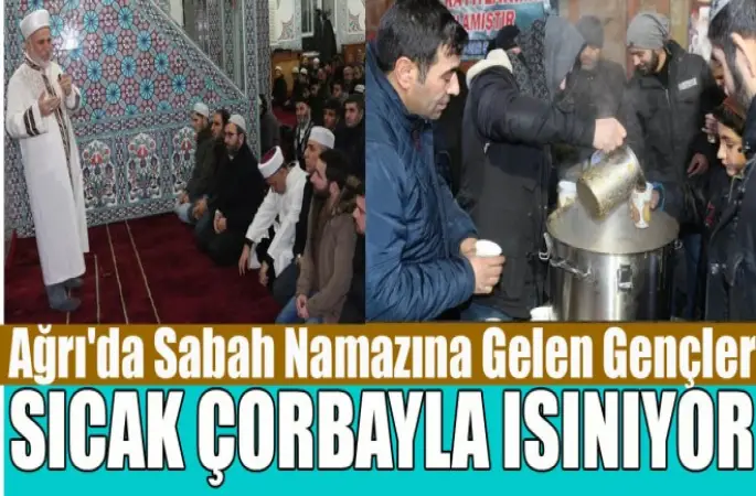 Karda Sabah Namazına Gelen Gençlere sıcak çorba servisi