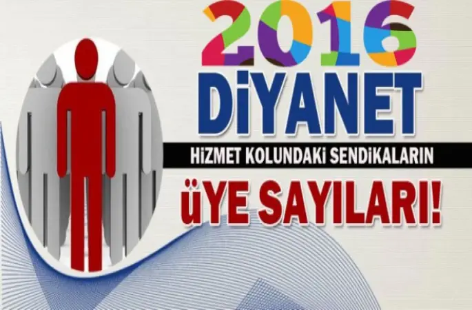 2016 Diyanet ve Vakıf Hizmetleri sendika üye sayıları