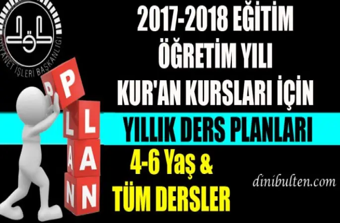 2017-2018 Kur'an Kursları Yıllık Planlar- Tüm Dersler İçin