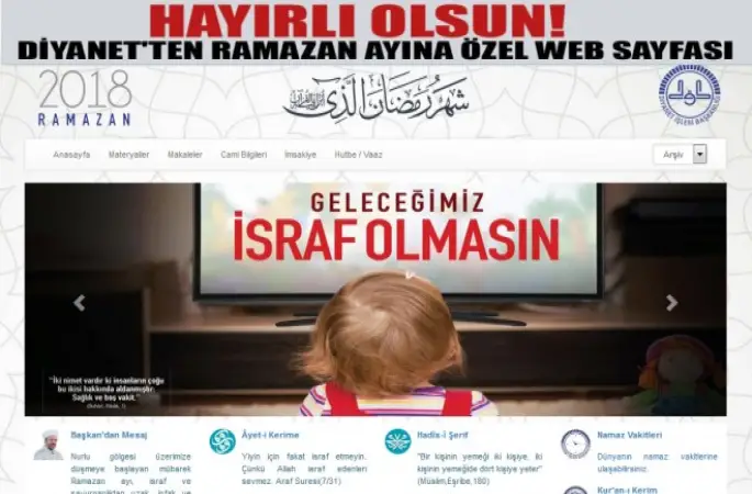 Diyanet, Ramazan Ayına Özel Web Sayfası yayınladı