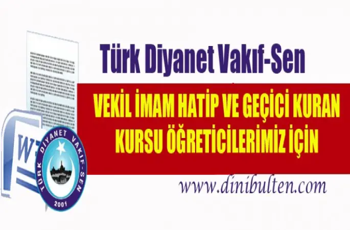 TDVS,Vekil İmam ve Fahri Öğreticiler İçin Başbakana Mektup Yazıldı....