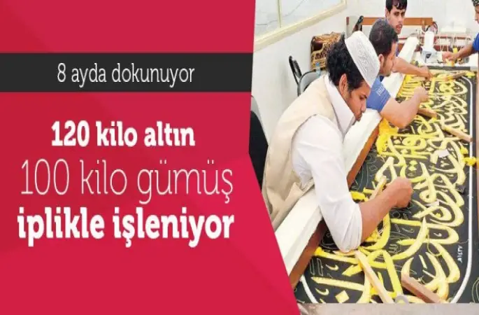 Kâbe'nin Örtüsü 200 kişinin çalıştığı bir fabrikada 8 ayda dokunuyor.