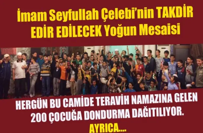 Teravih Namazına Gelen 200 Çocuğa Dondurma Dağıtılıyor