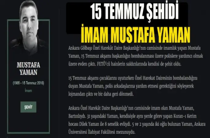 15 Temmuz Şehidi İmam Mustafa Yaman