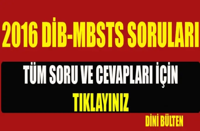 DİB-MBSTS sorularının cevapları
