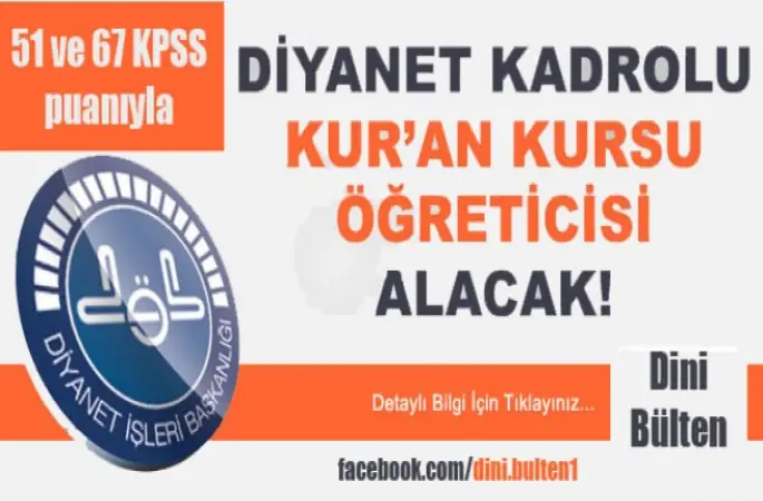 Diyanet,Kur'an Kursu Öğreticisi Alacak!