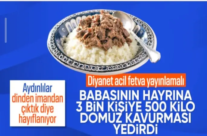 Aydın'da , cuma namazı çıkışı cemaate domuz etinden yapılma kavurma yedirdiler