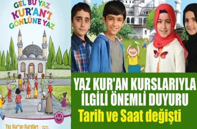 Yaz Kur'an Kurslarıyla İlgili Duyuru