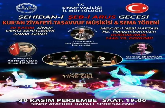 Sinop'ta Bir İlk defa Şeb-i Arüs Gecesi Düzenlenecek.