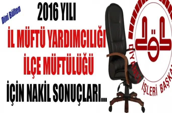 2016 Yılı Müftülerin Nakil Sonuçları…