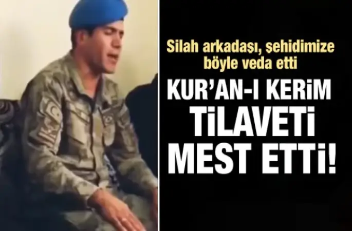 Şehit evinde askerimizden Kur'an-ı Kerim tilaveti