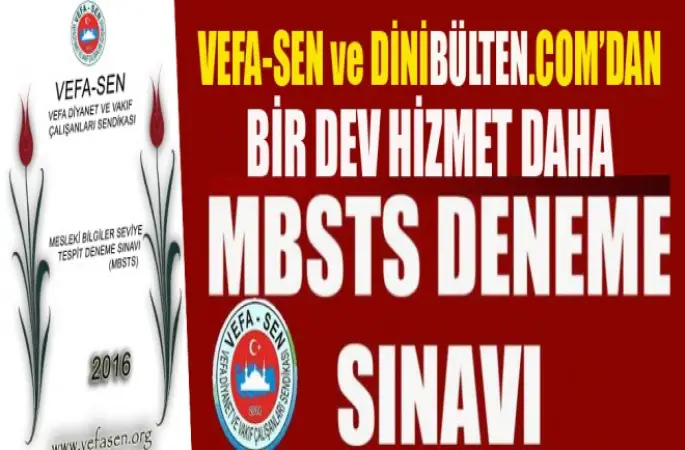 Vefa-Sen`den 2016 DİB-MBSTS Deneme Sınavı