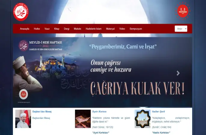 Mevlid-i Nebi Haftası ile Camiler ve Din Görevlileri Haftası sitesi yayına başladı